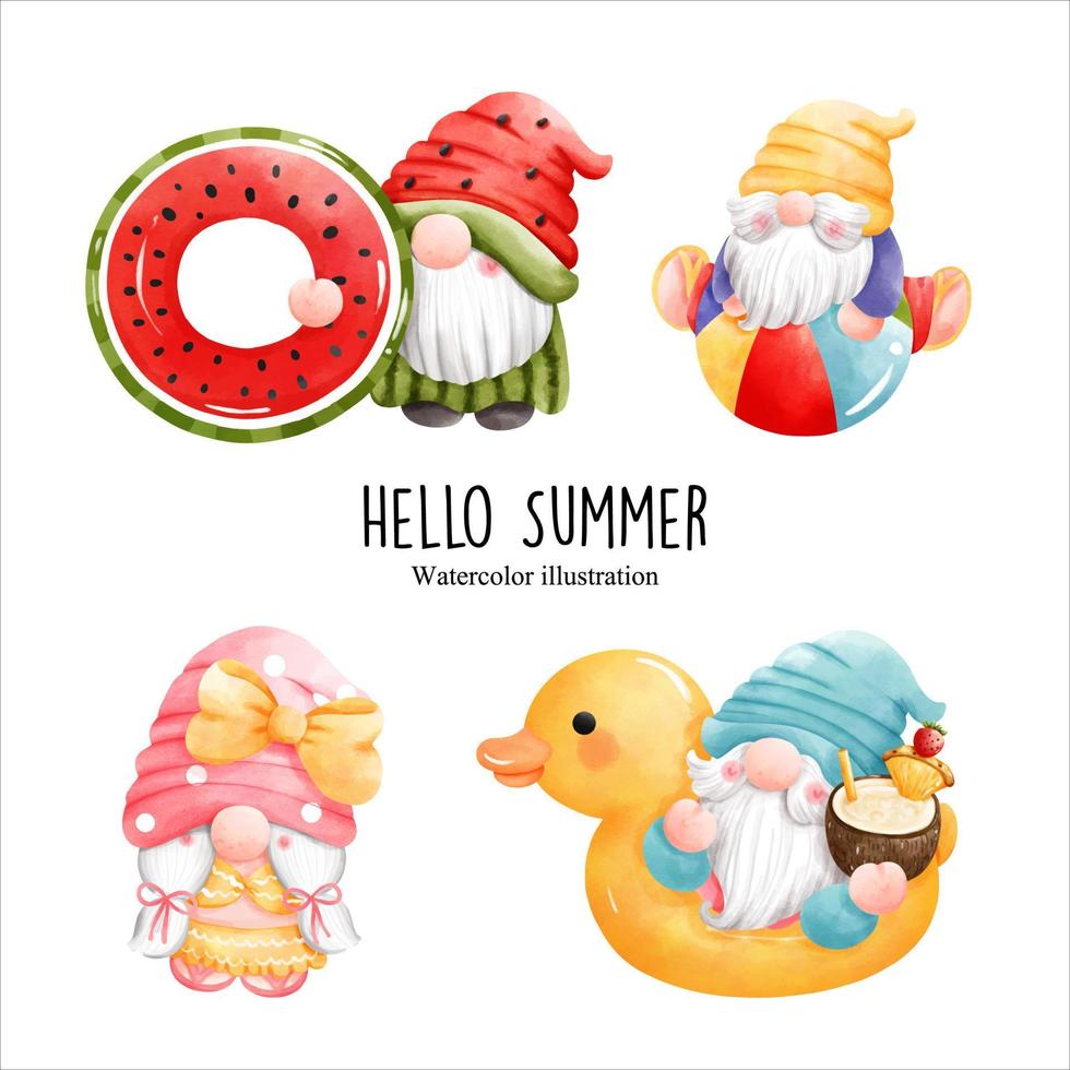 Summer gnome, Hello Summer vector illustration