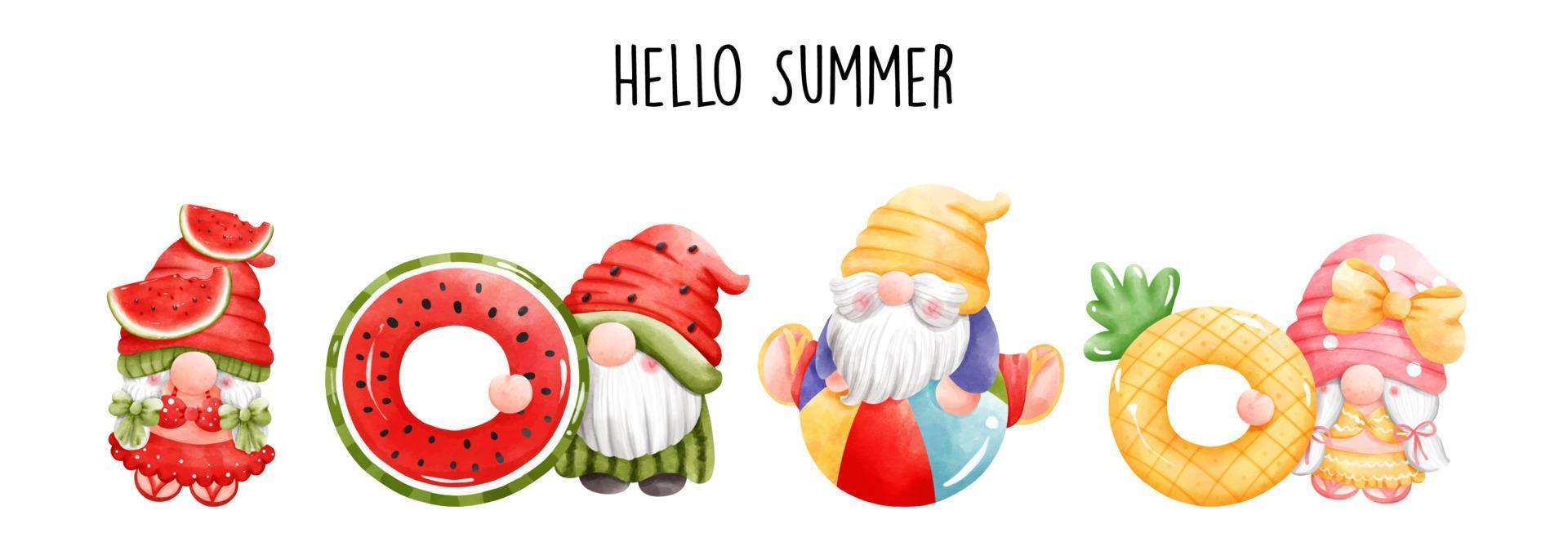 Summer gnome, Hello Summer vector illustration