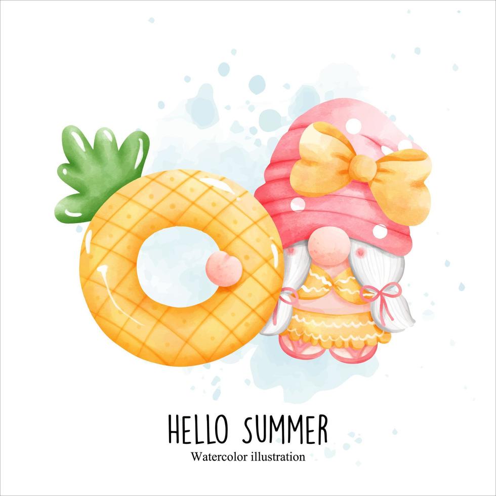 Summer gnome, Hello Summer vector illustration