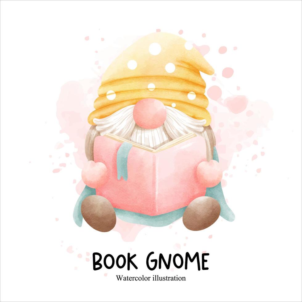 gnomo de libro, ilustración de vector de gnomo de biblioteca