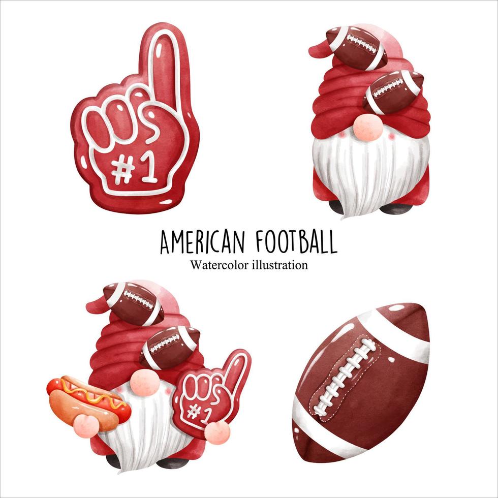 American football gnome, vector illustration