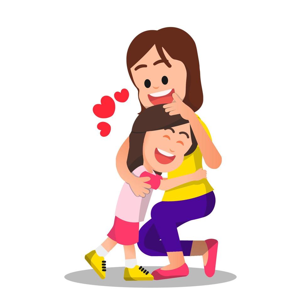 mother and daughter hug each other vector