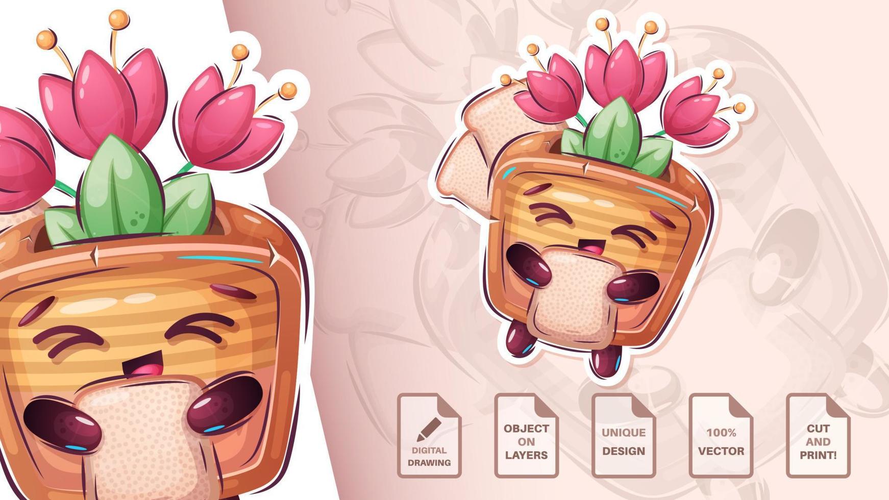 pegatina personaje de dibujos animados adorable tostadora, bonita idea de pan para camiseta impresa, afiche y sobre para niños, postal. linda tostadora de estilo dibujado a mano vector