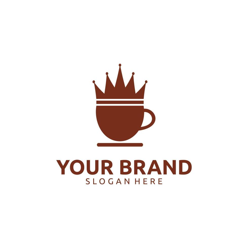 COFFEE SHOP WITH KING CROWN LOGO DESIGN vector