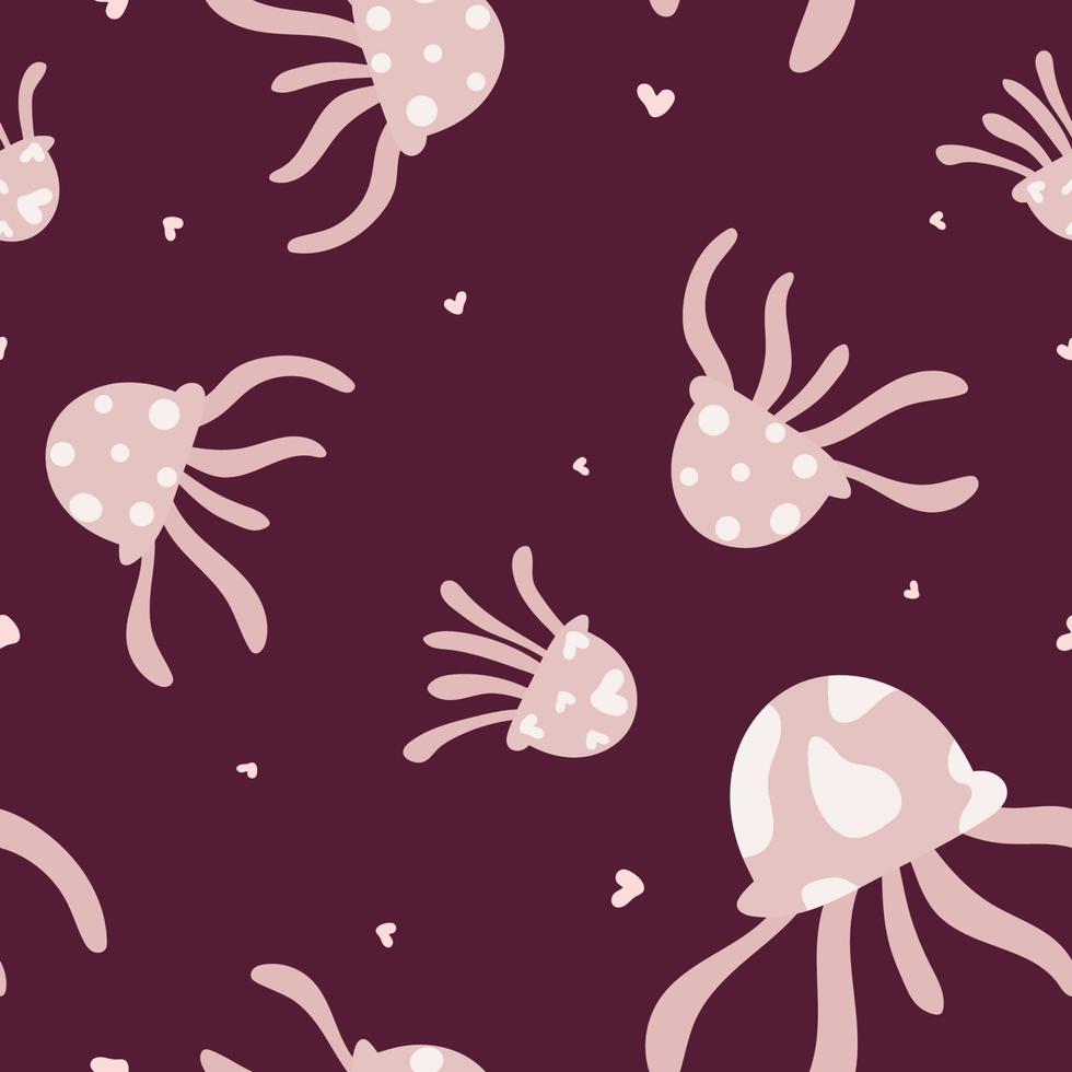 seamless pattern with cute jellyfish background vector