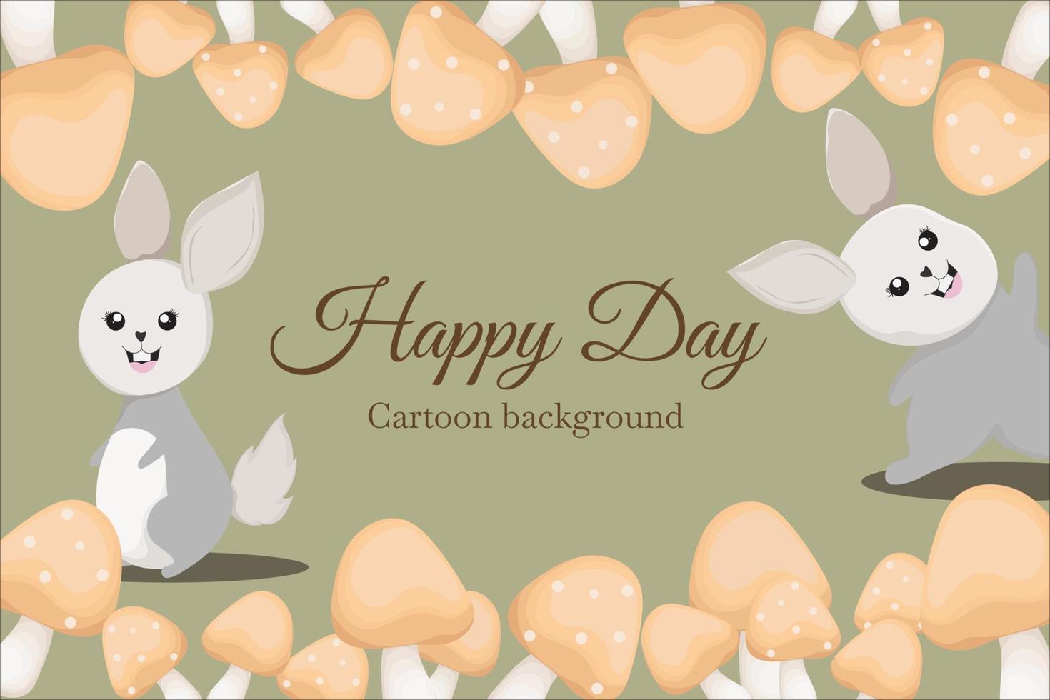 cute bunny with mushroom template background vector