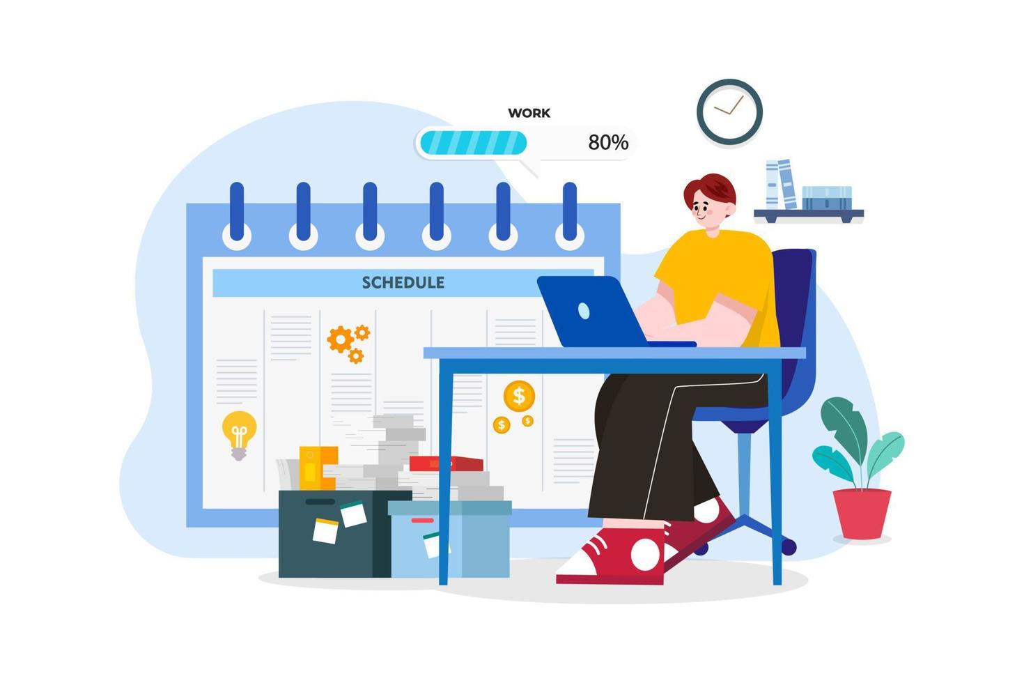 Business employees maintain a schedule vector