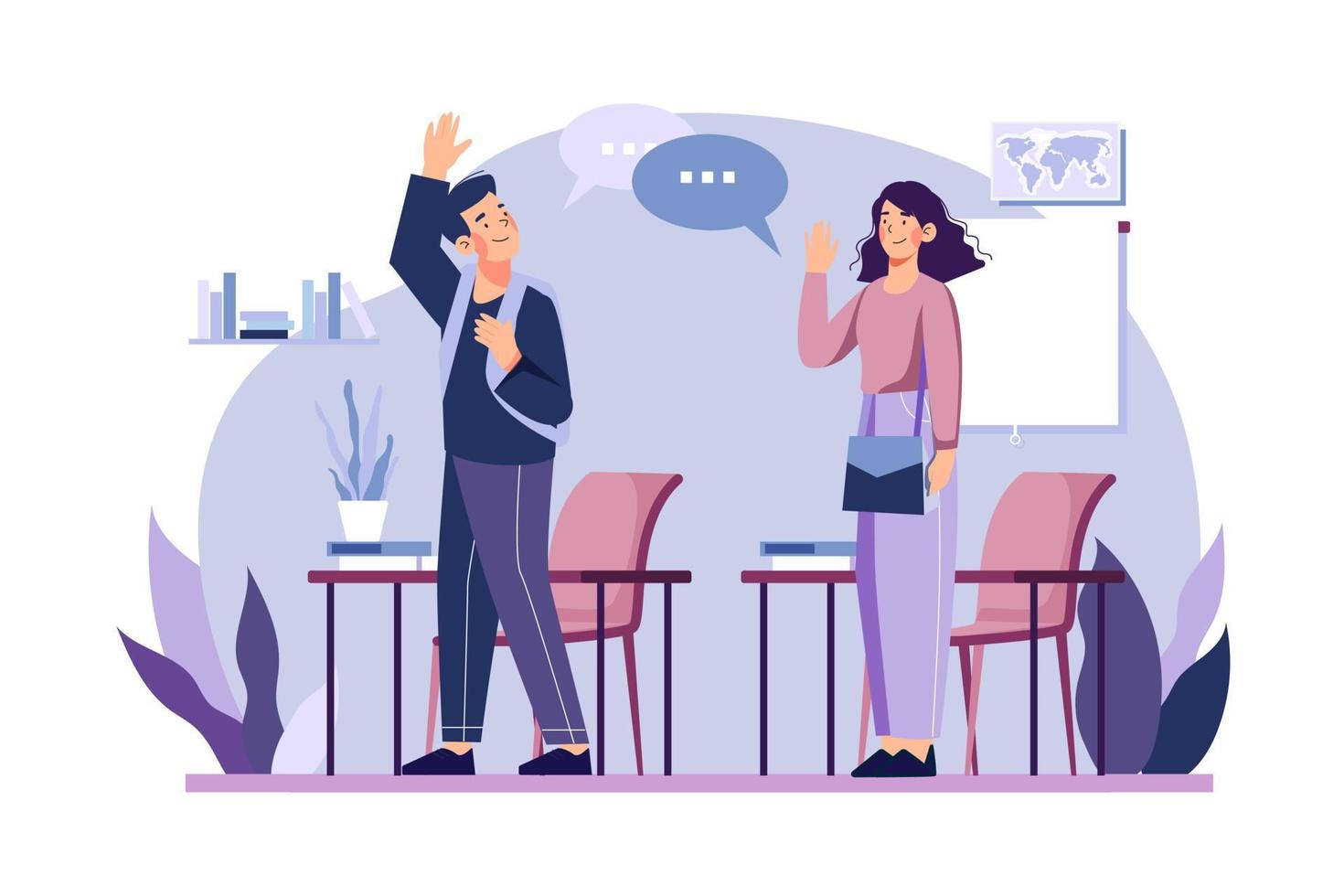 Leaving school by saying goodbye Illustration concept on white background vector