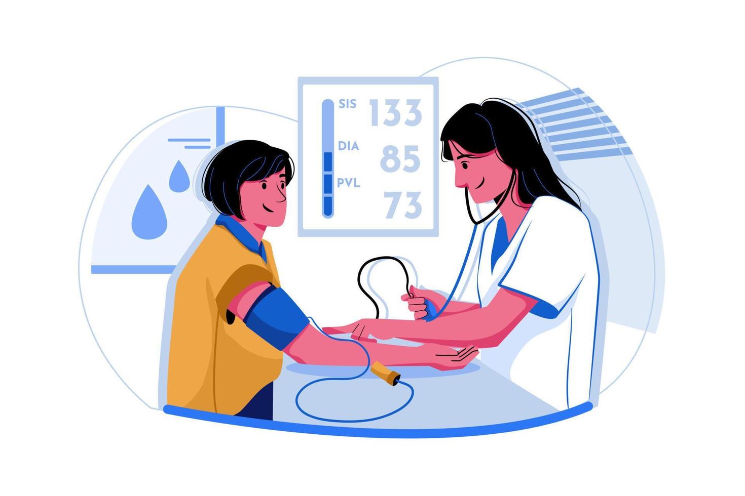 Nurse checking blood pressure vector