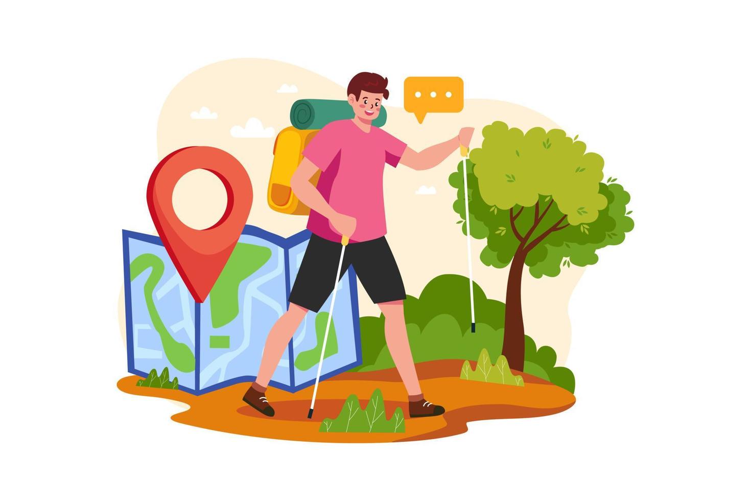 Boy enjoying hiking Illustration concept on white background vector