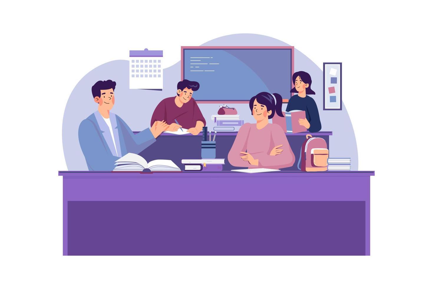 Students in the classroom Illustration concept on white background vector