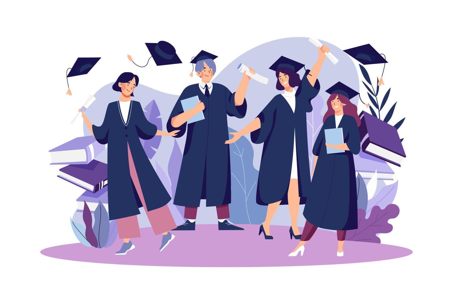 Students Celebrate Graduation Illustration concept on white background vector