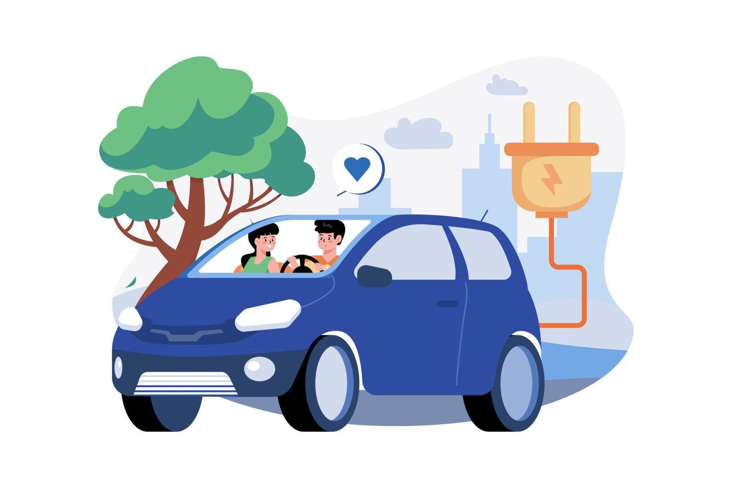 Couple Riding Electric Car vector