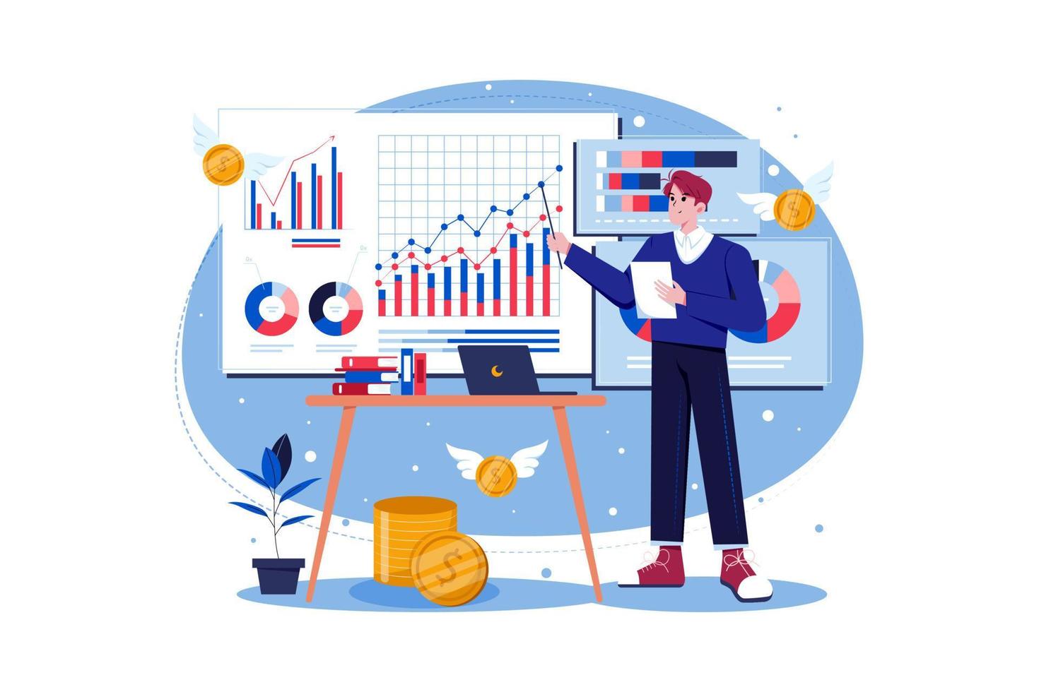 Financial Analyst Illustration concept on white background vector