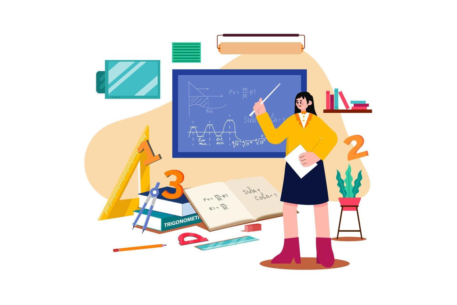 Math teacher Illustration concept on white background vector