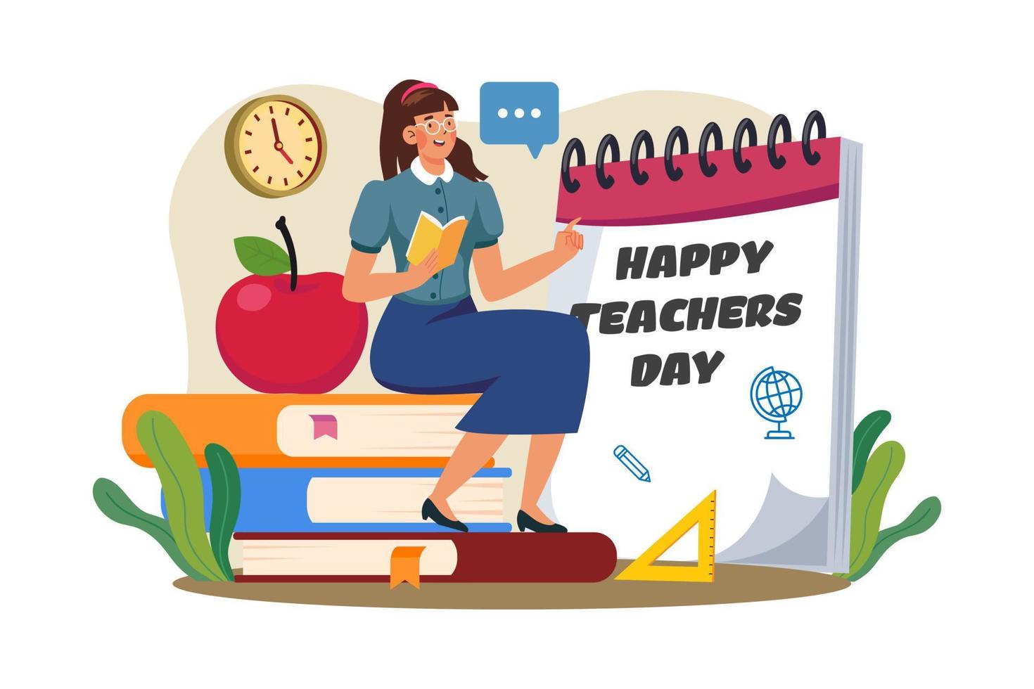 Teacher's Day Illustration concept. A flat illustration isolated on white background vector