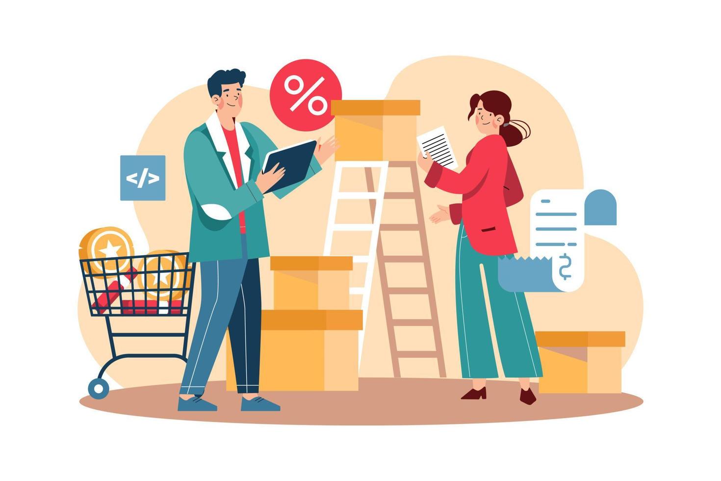 Businessman checking product quality vector