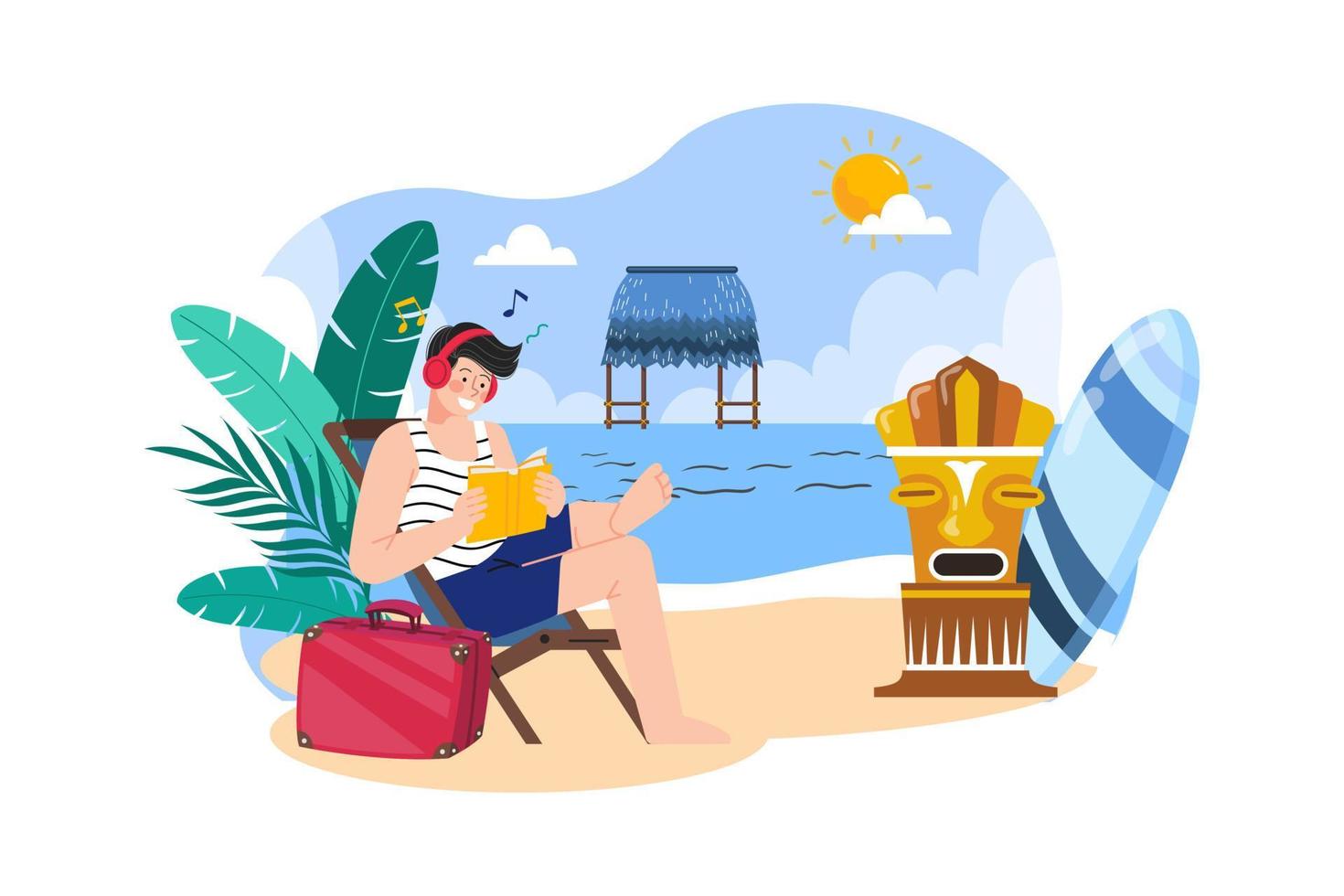 Man enjoying Summer holiday at the beach vector