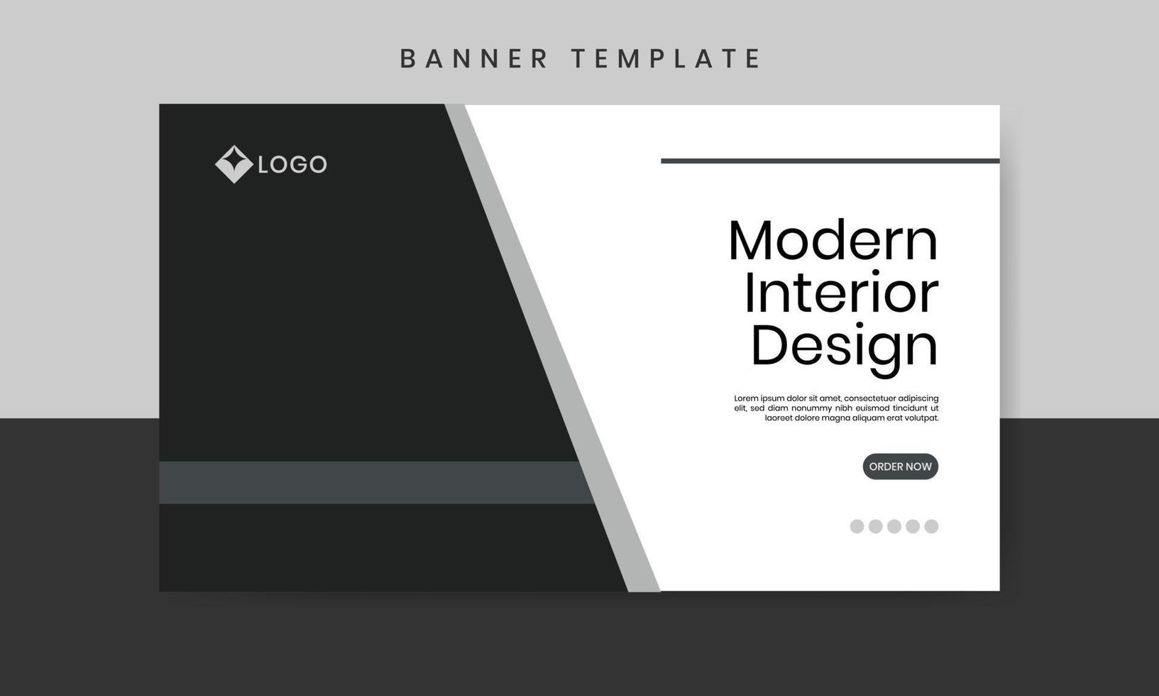 Black and White Modern Interior Design Web Banner Template. vector