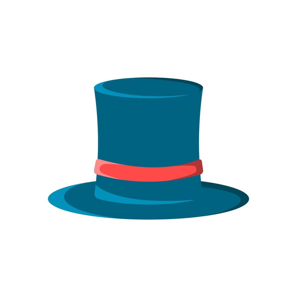 magician hat illustration in blue with red ribbon on isolated background vector