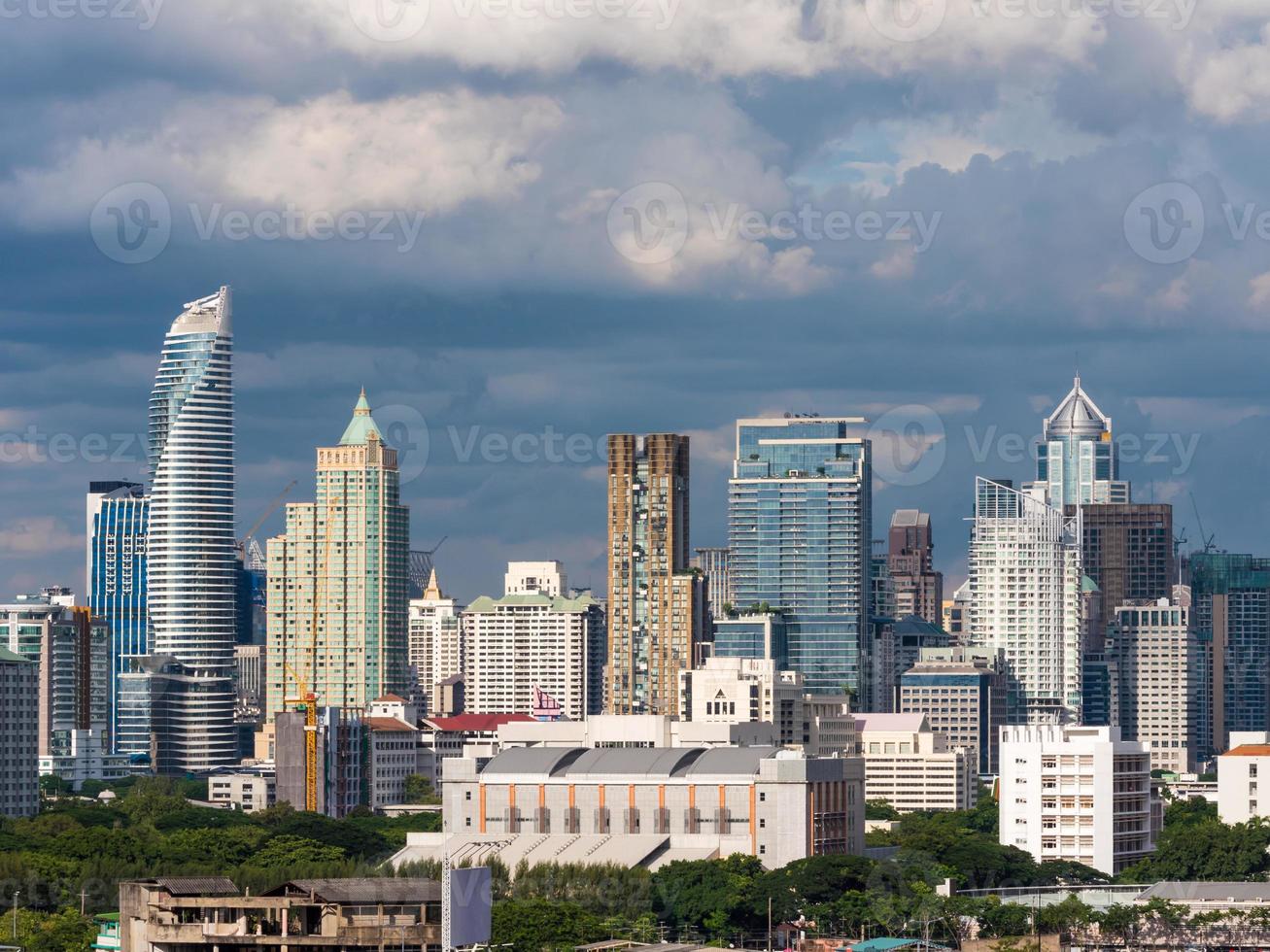 Modern building in business district at Bangkok city, Thailand. photo