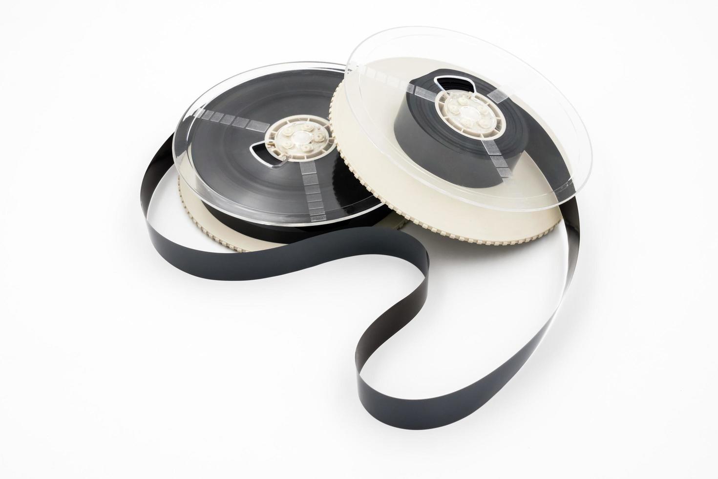 Film for video cassette tape on white background. photo