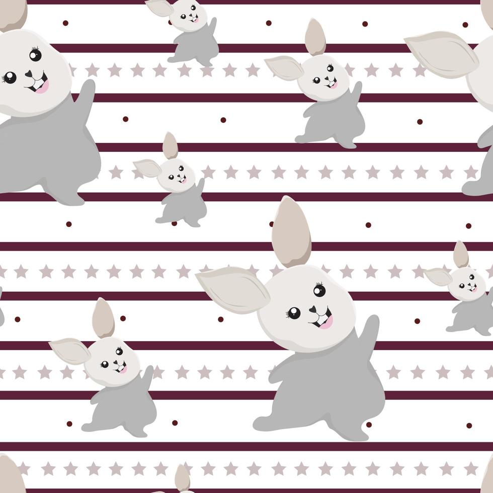 seamless pattern with cute bunny rabbit background vector