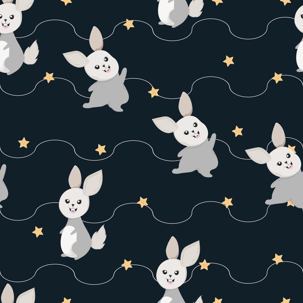 seamless pattern with cute bunny rabbit background vector