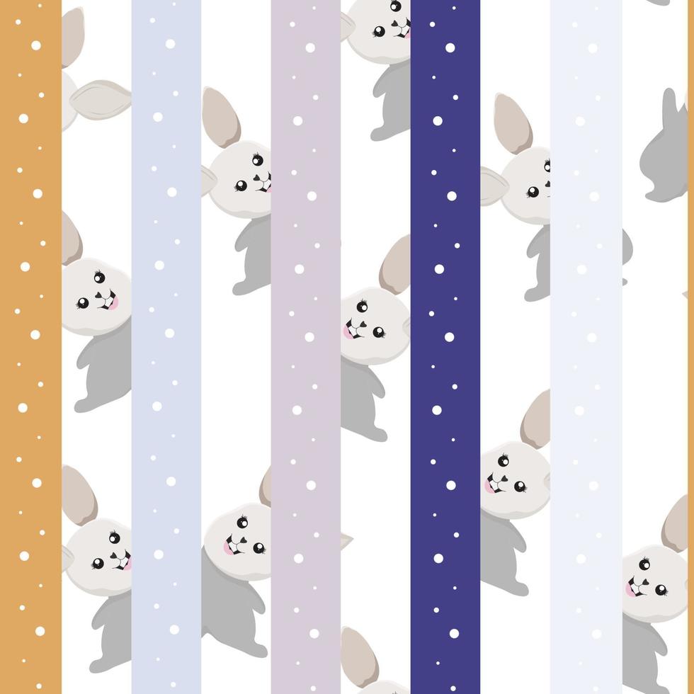 seamless pattern with cute bunny rabbit background vector