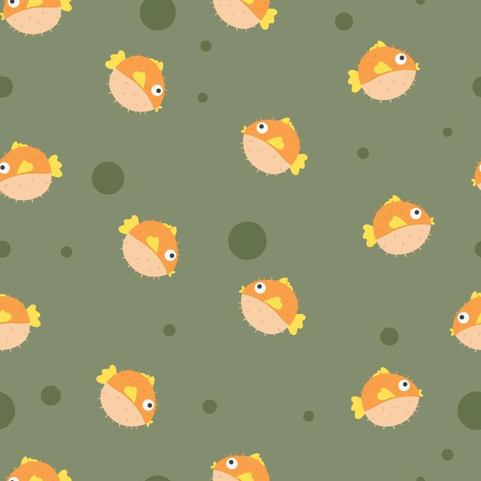 seamless pattern with cute sea animals vector