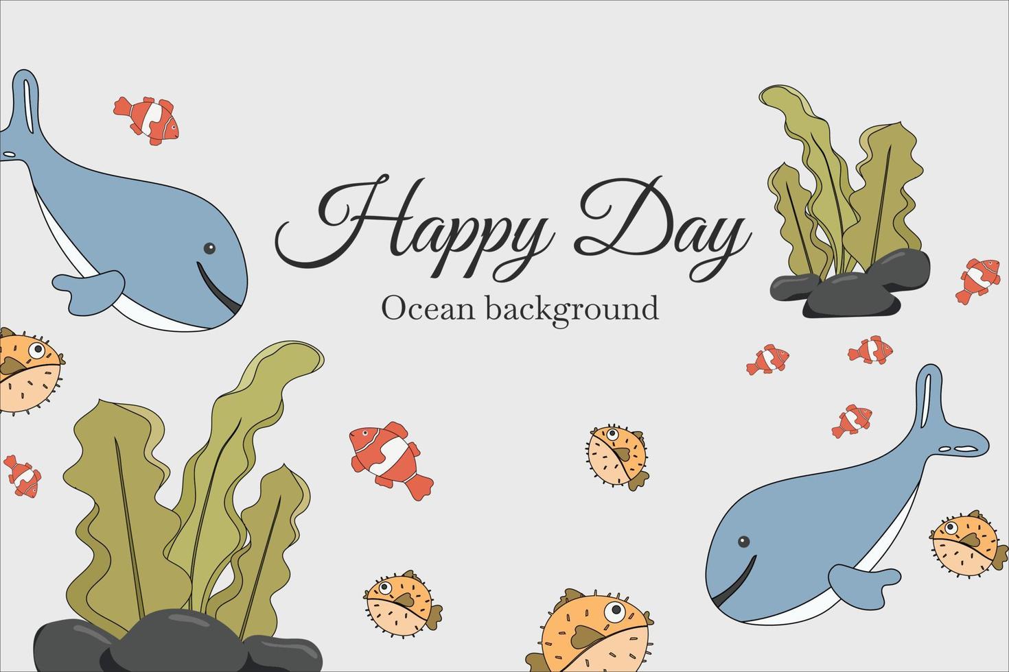 coral sea animals cartoon background vector