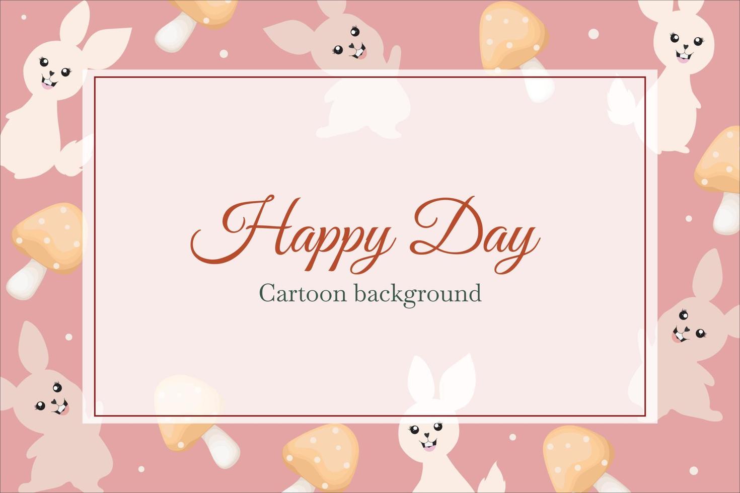 cute bunny with mushroom template background vector