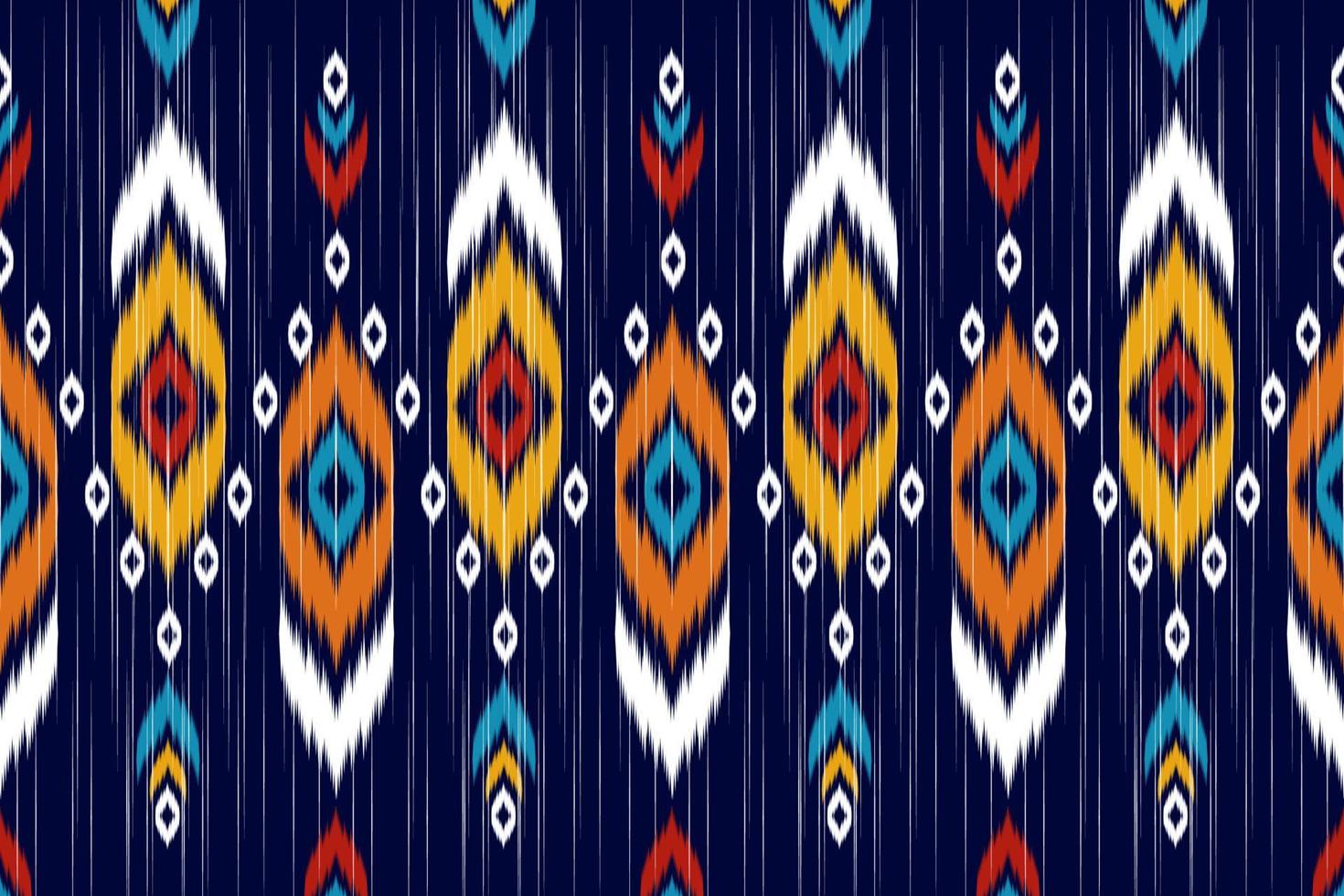 patrón sin costuras ikat en tribal. arte de patrón étnico de tela. estilo americano, mexicano. diseño para fondo, papel pintado, ilustración vectorial, tela, ropa, moqueta, textil, batik, bordado. vector