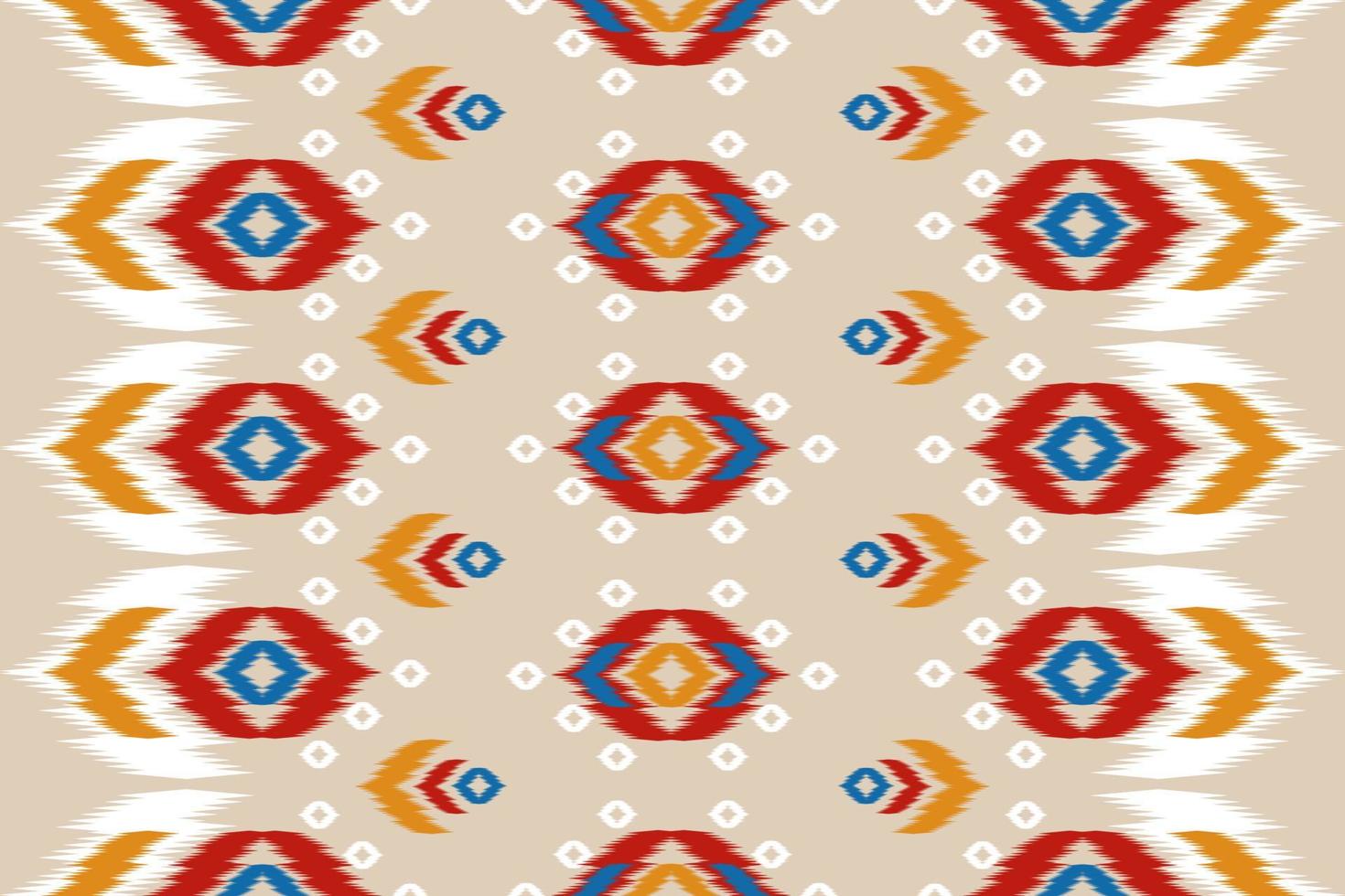 patrón étnico ikat sin costuras en tribal. diseño para fondo, papel pintado, ilustración vectorial, tela, ropa, moqueta, textil, batik, bordado. vector