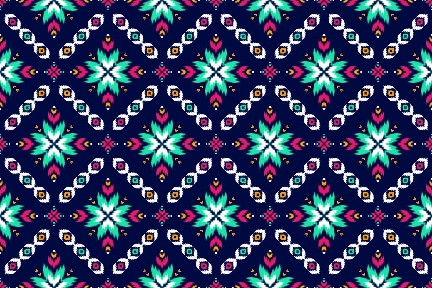 Ethnic flower ikat seamless pattern traditional. Fabric tribal style. Design for background, wallpaper, vector illustration, fabric, clothing, carpet, textile, batik, embroidery.