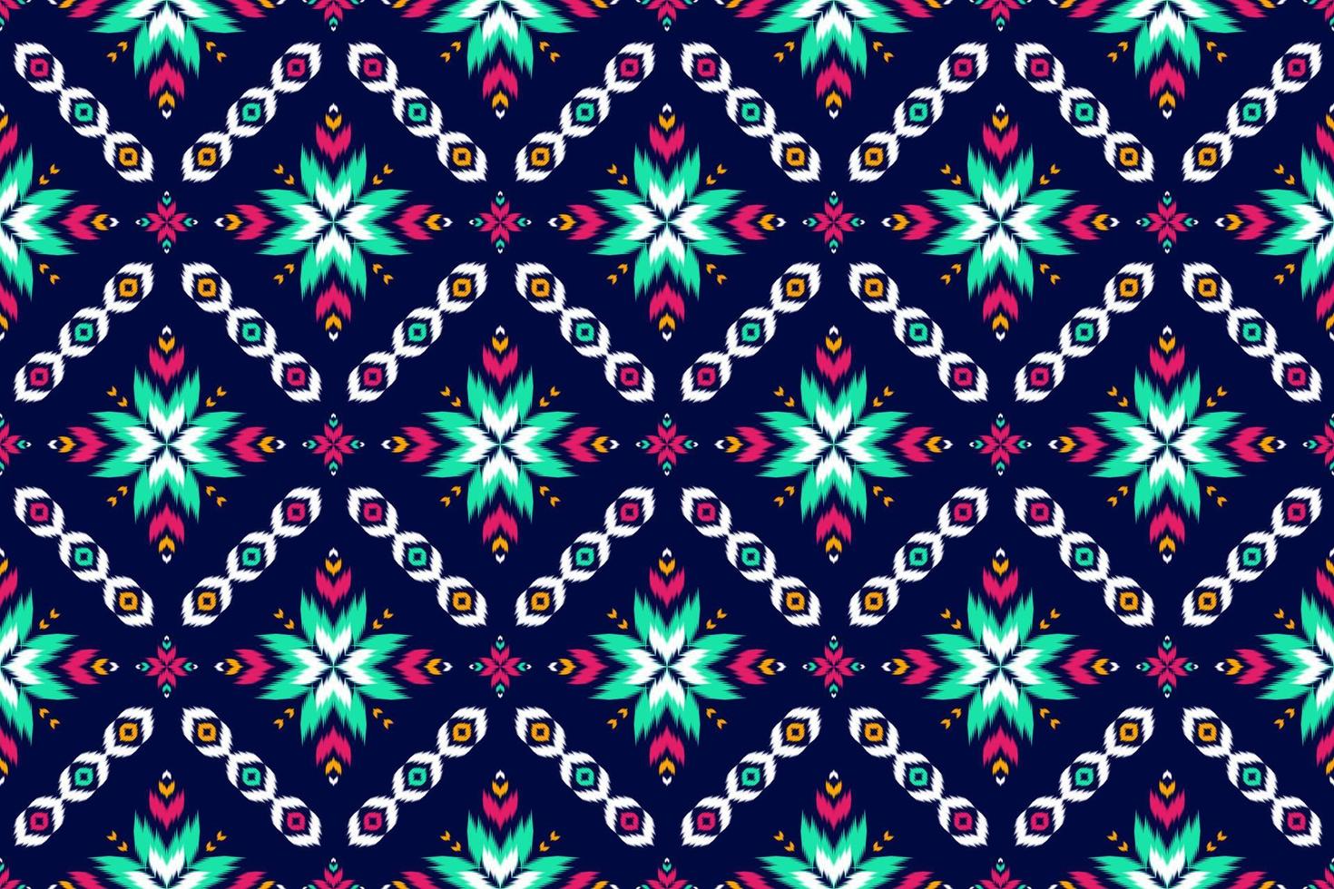 flor étnica ikat de patrones sin fisuras tradicional. estilo tribal de tela. diseño para fondo, papel pintado, ilustración vectorial, tela, ropa, moqueta, textil, batik, bordado. vector