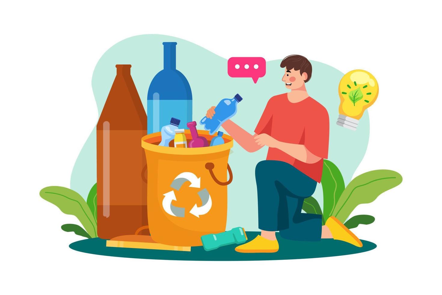 Bottle waste recycling Illustration concept on white background vector