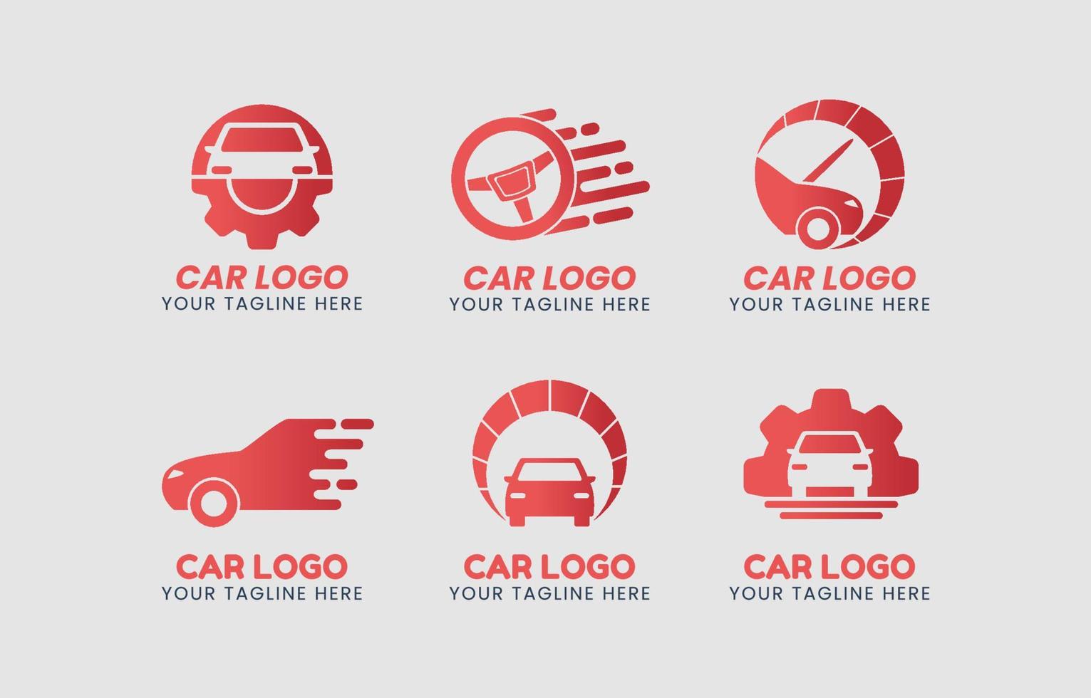 Gradient Red Car Logo Set vector