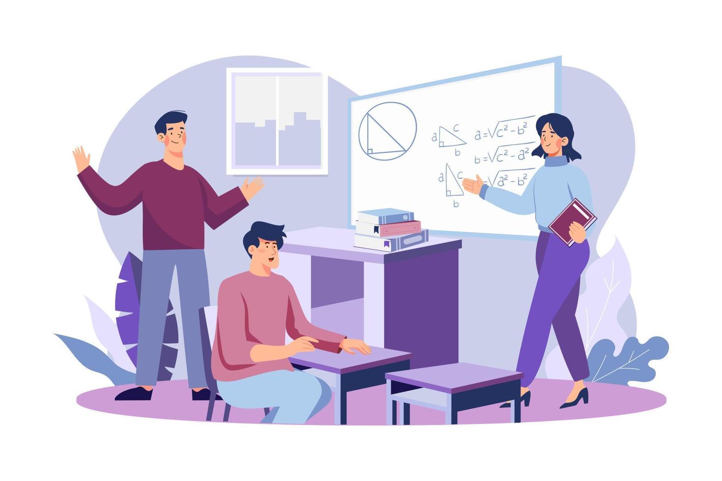 Student Attending Maths class Illustration concept on white background vector