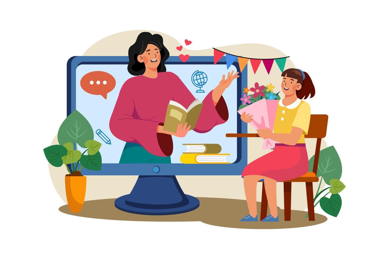 Teacher's Day Illustration concept. A flat illustration isolated on white background vector
