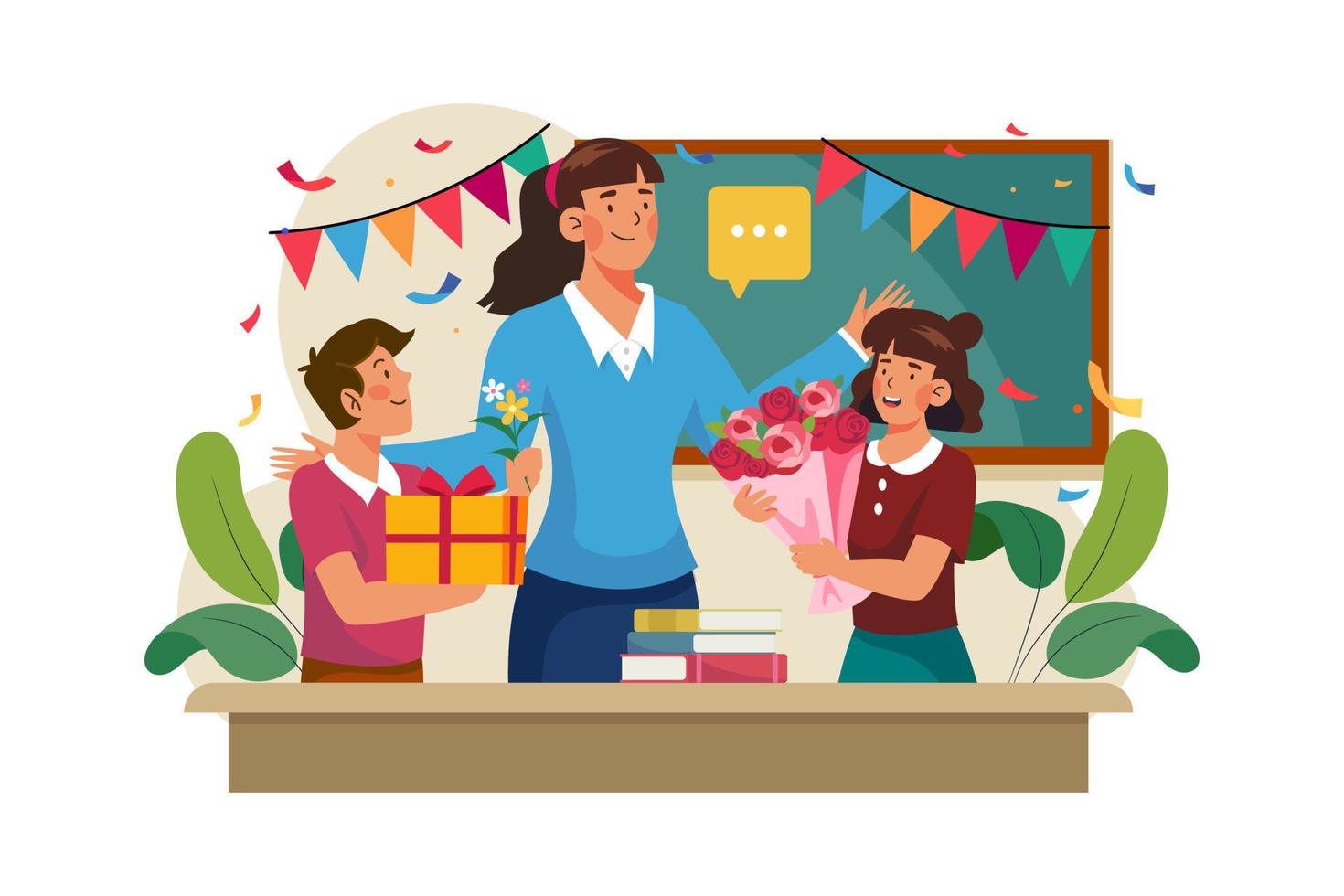 Teacher's Day Illustration concept. A flat illustration isolated on white background vector