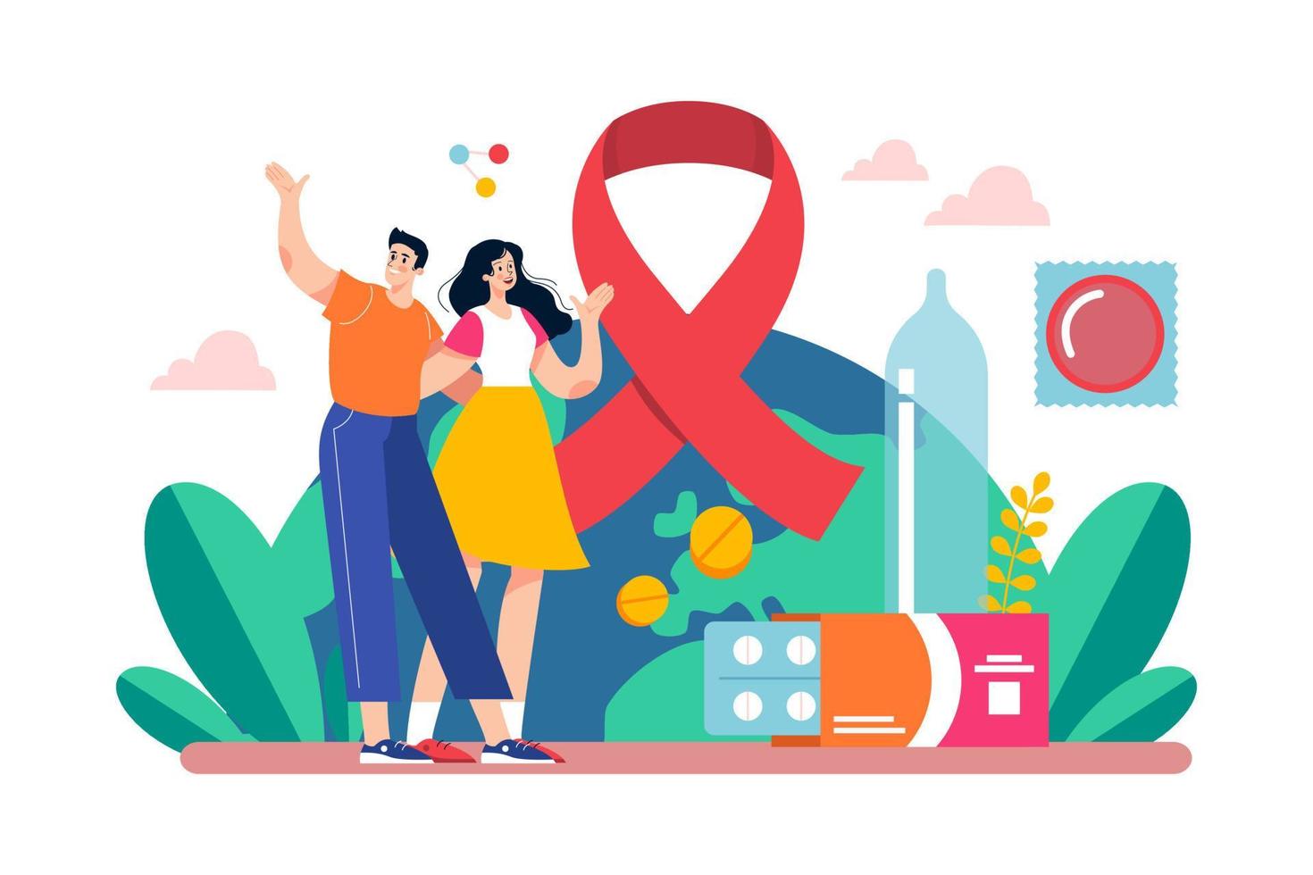 Couple celebrating World AIDS Day vector