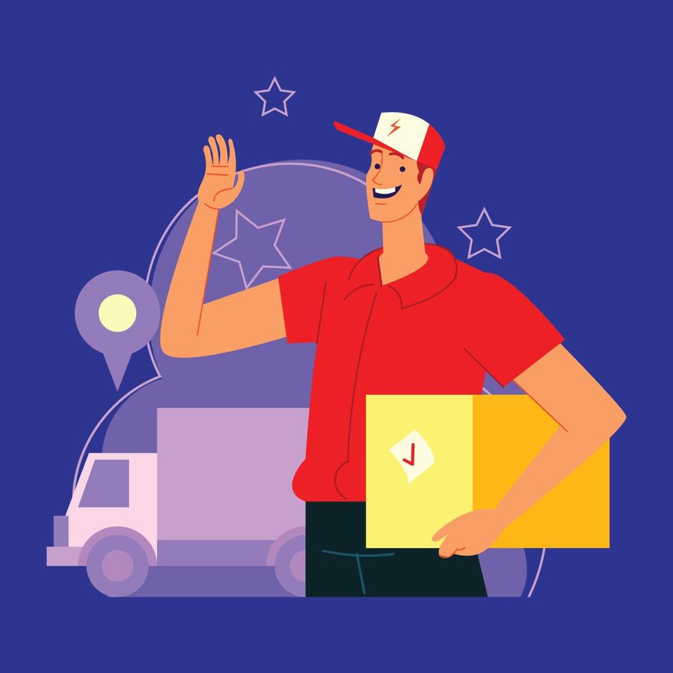 Postal Courier with His Red Shirt vector