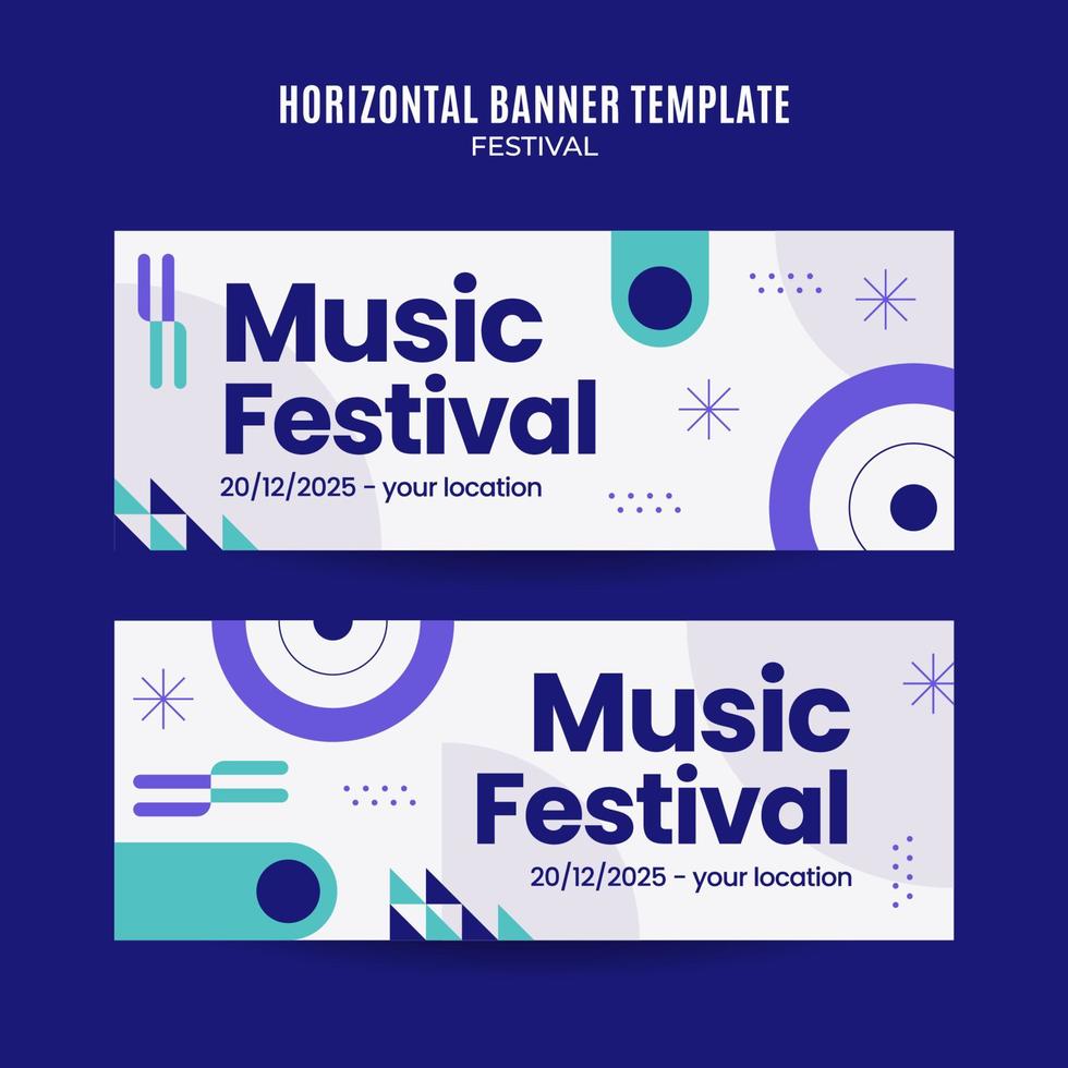 banner web del festival para póster horizontal de redes sociales, banner, área espacial y fondo vector