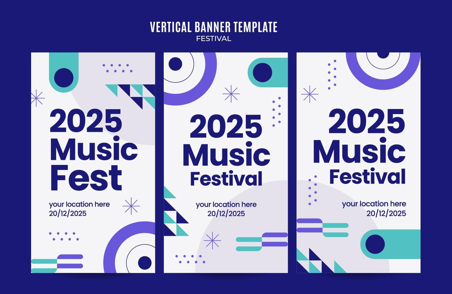 banner web del festival para carteles verticales de redes sociales, banner, área espacial y fondo vector