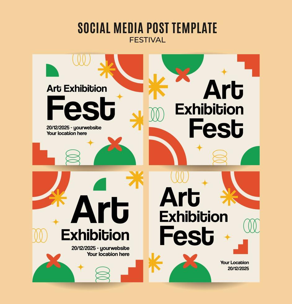Festival Web Banner for Social Media Square Poster, banner, space area and background vector