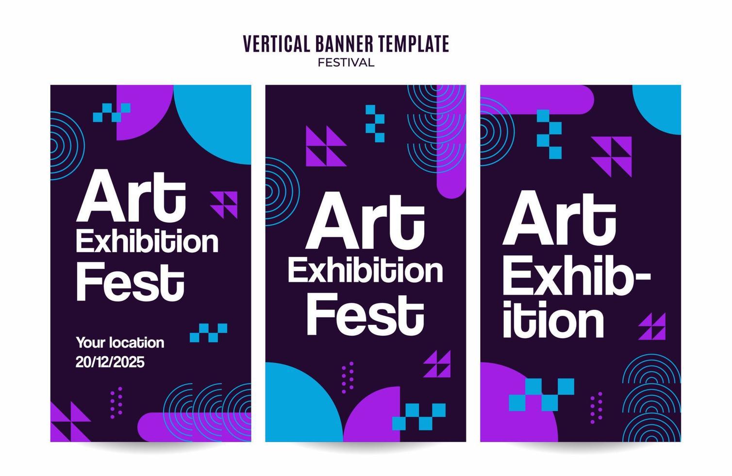 banner web del festival para carteles verticales de redes sociales, banner, área espacial y fondo vector