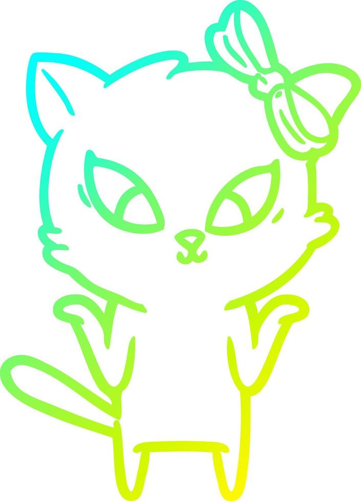 cold gradient line drawing cartoon cat vector
