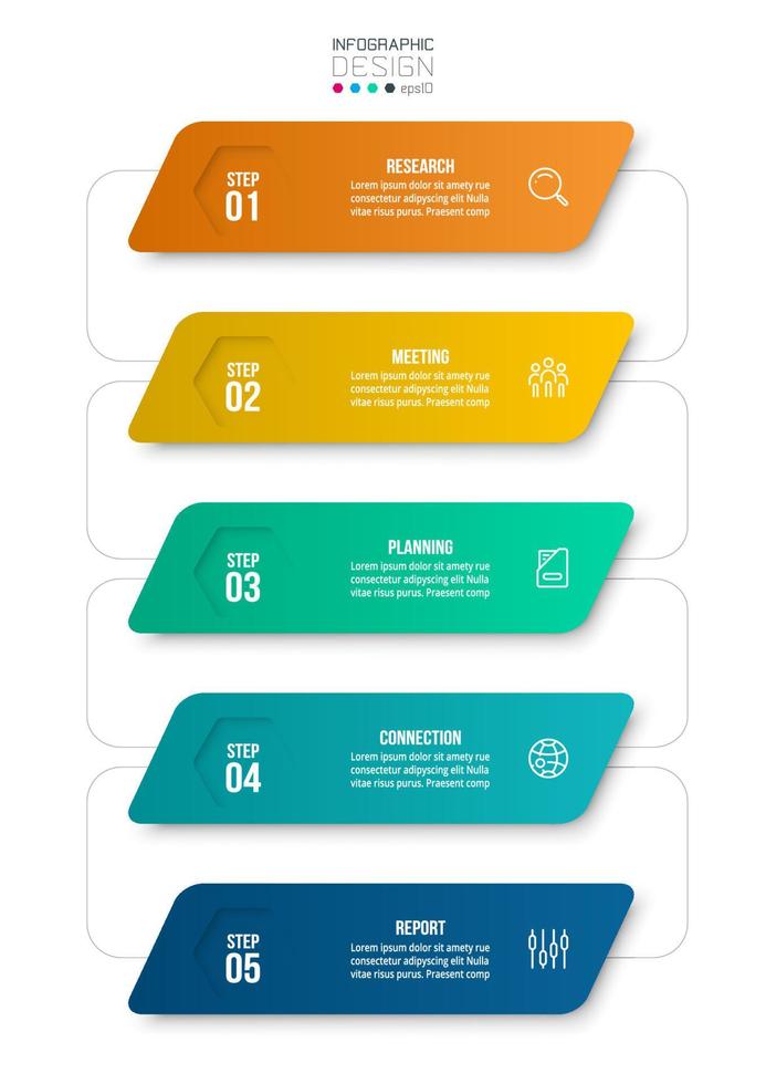 concepto de negocio de plantilla infográfica con flujo de trabajo. vector