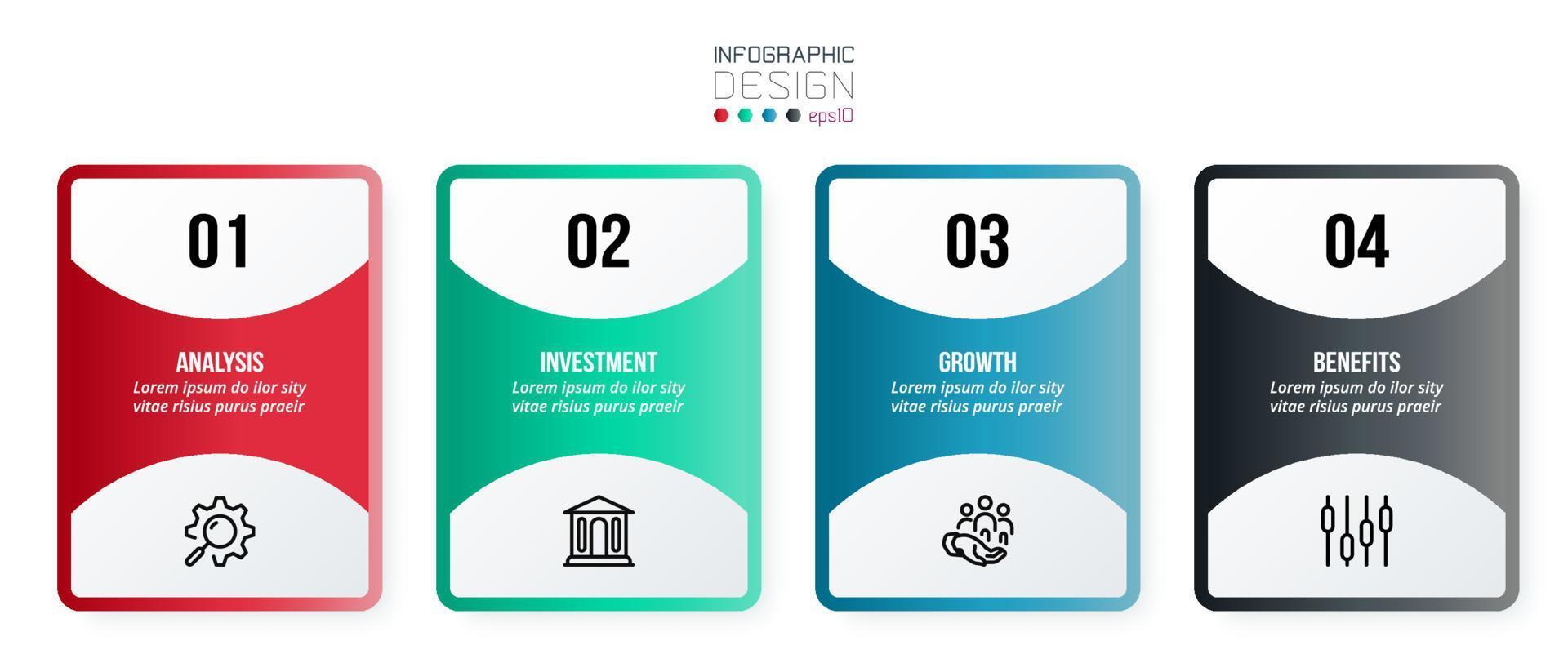 concepto de negocio de plantilla infográfica con paso. vector